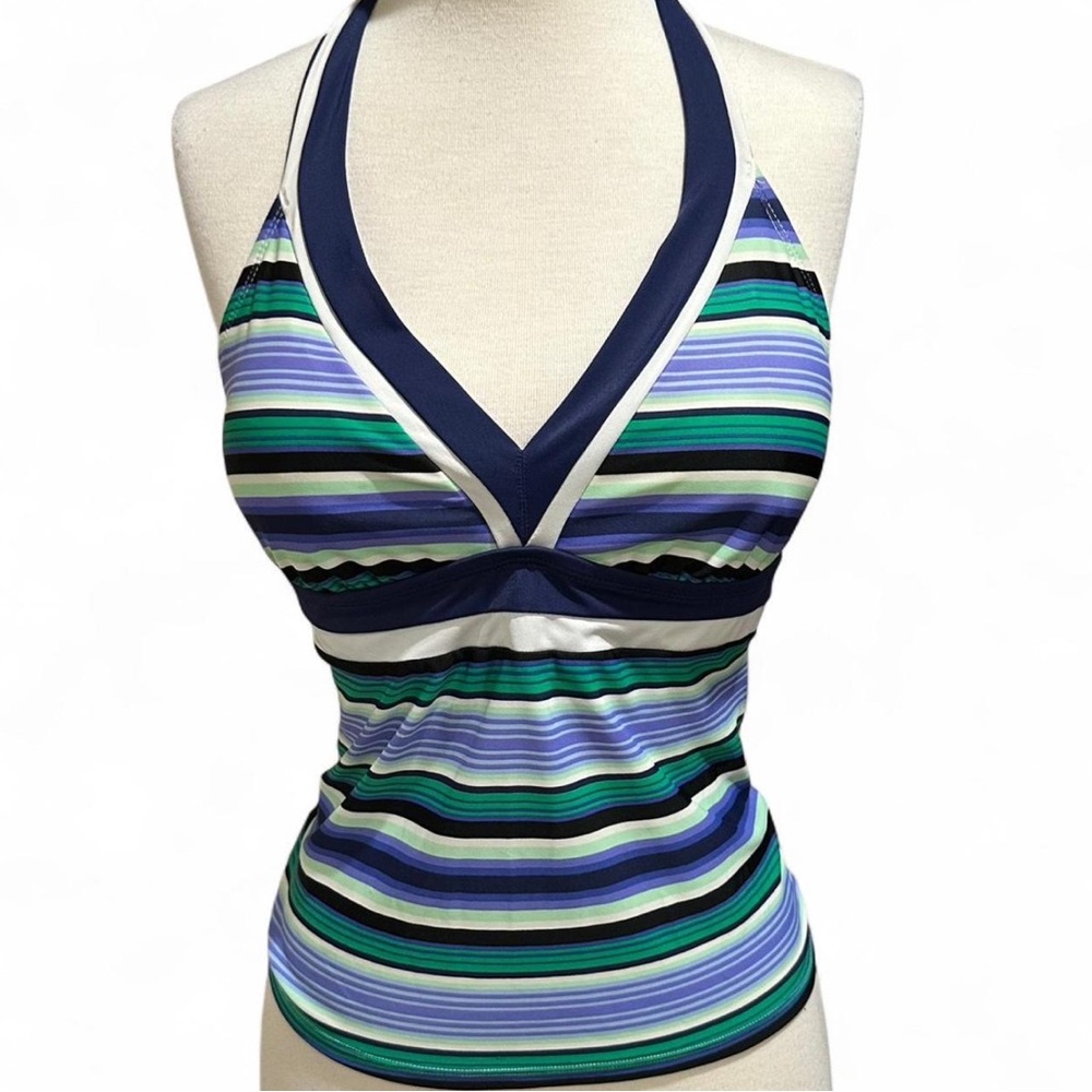 Navy Striped V-Neck Tank Top